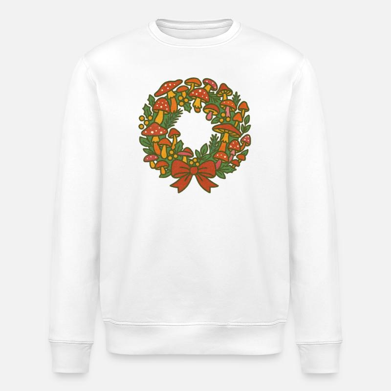 Couronne festive de champignons - Sweat bio ROLLER Stanley/Stella Unisexe - blanc
