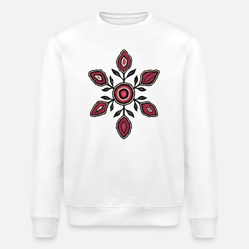 Rose Petal Mandala Pattern - Stanley/Stella ROLLER Unisex Organic Sweatshirt - white