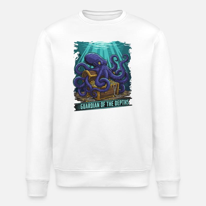 Tiefsee-Wächter-Oktopus-Schatz - Stanley/Stella Unisex Bio-Sweatshirt ROLLER - Weiß