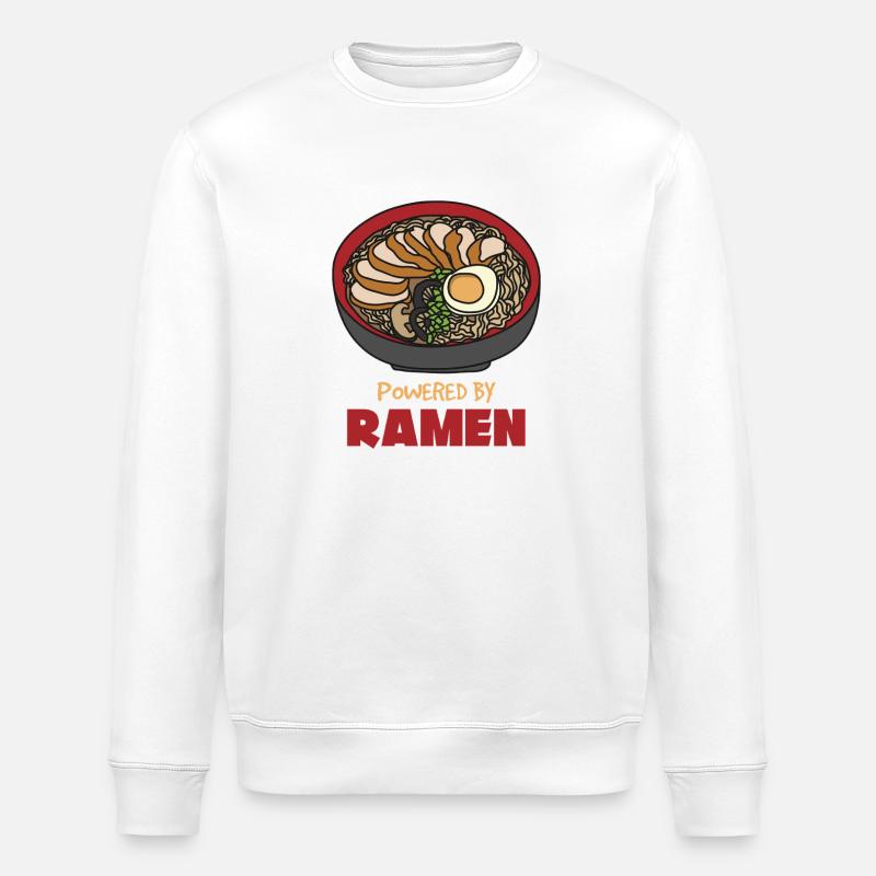 Powered by Ramen – Funny Ramen Design - Stanley/Stella ROLLER Unisex Organic Sweatshirt - white