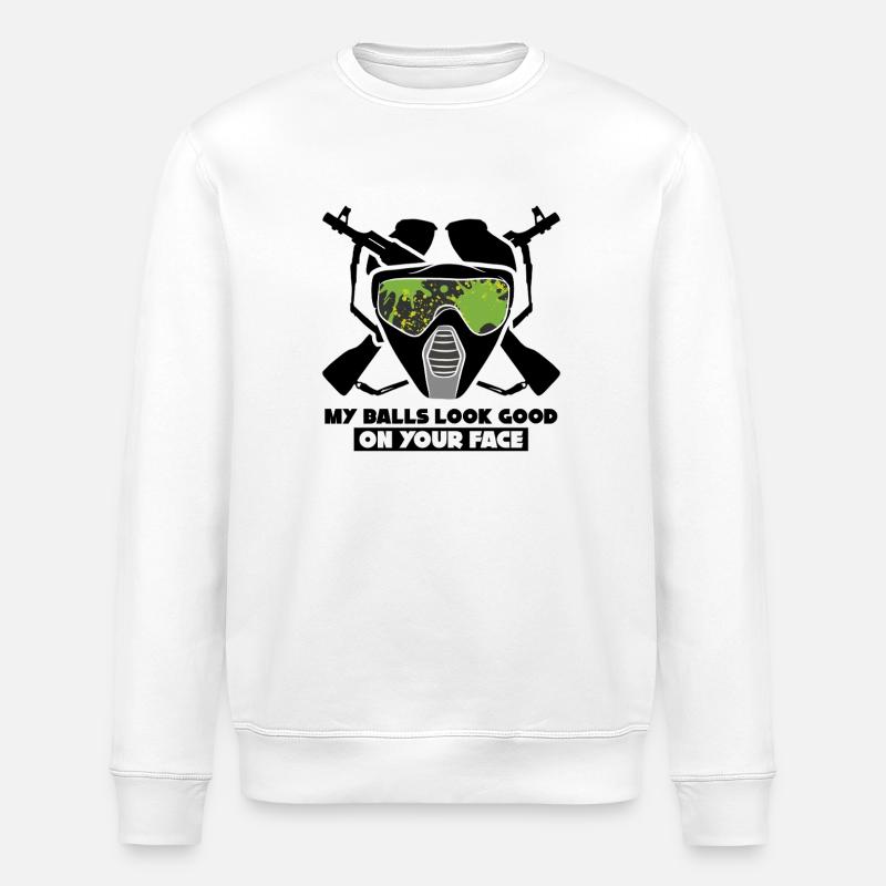 Funny Paintball Design – Aim with Style - Stanley/Stella ROLLER Unisex Organic Sweatshirt - white