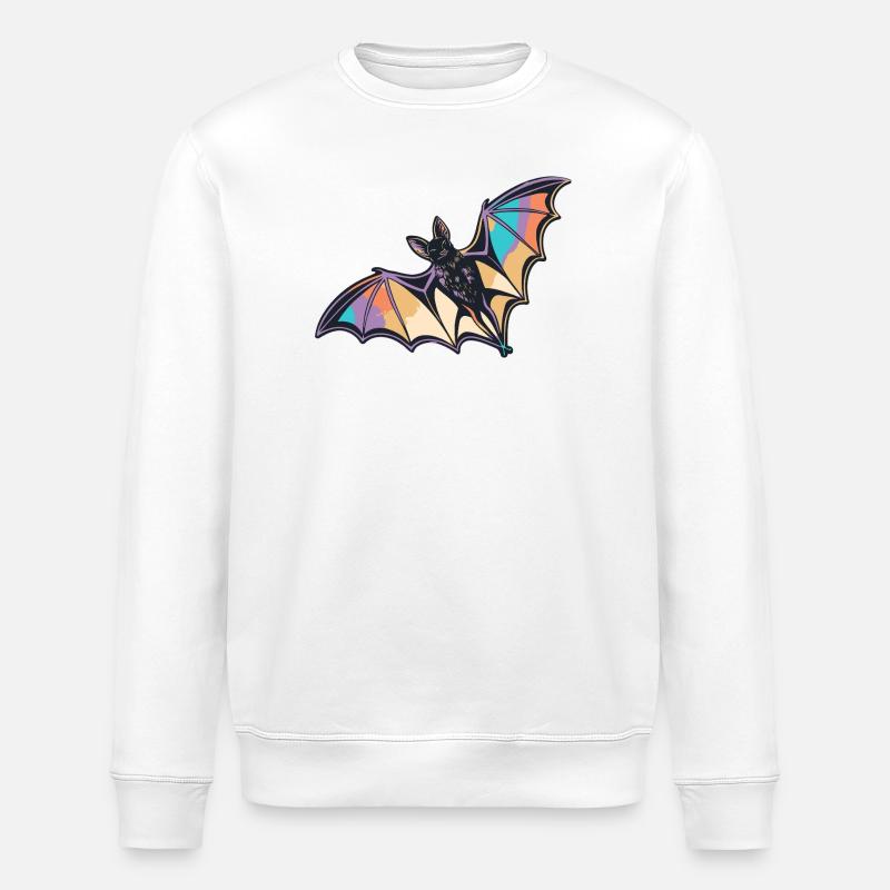 Stylized Rainbow Bat - Stanley/Stella ROLLER Unisex Organic Sweatshirt - white