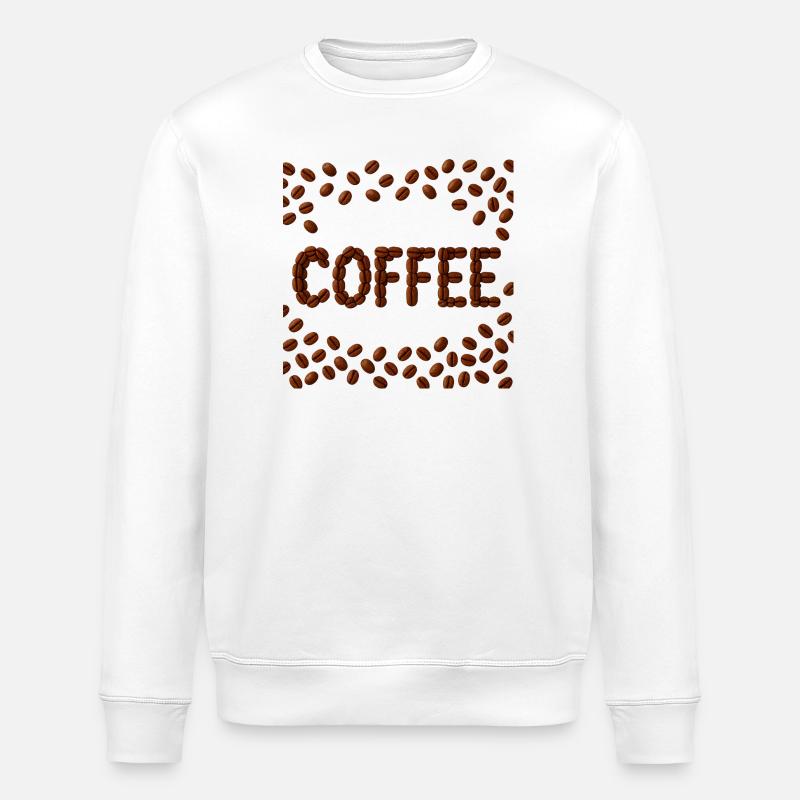 Coffee Beans Word Design - Stanley/Stella ROLLER Unisex Organic Sweatshirt - white