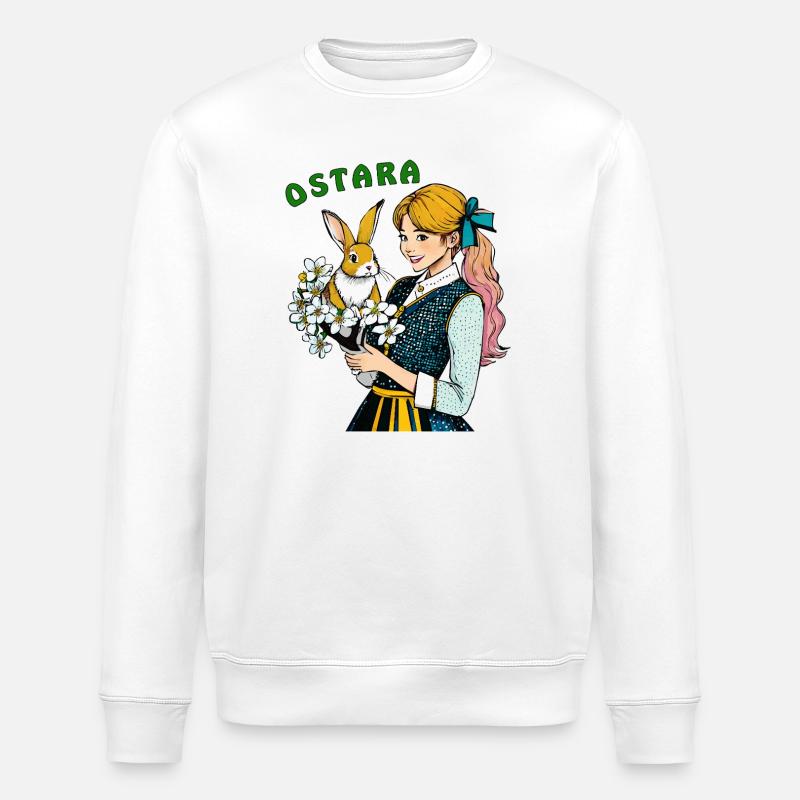 FRAU HASE BLUME OSTARA - Stanley/Stella Unisex Bio-Sweatshirt ROLLER - Weiß