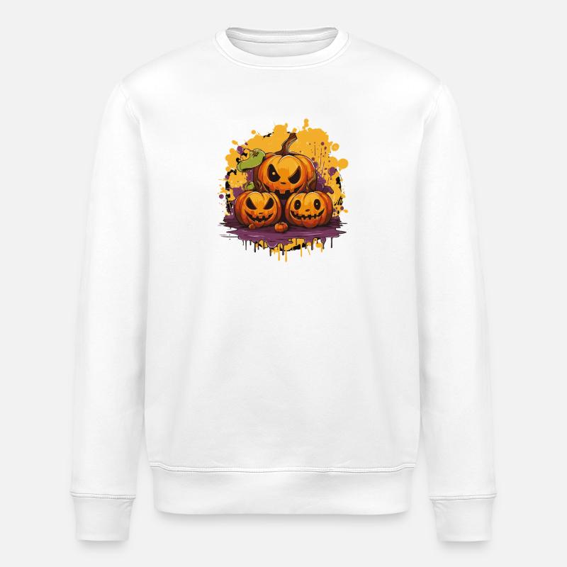 Kürbisbande Halloween Druck - Stanley/Stella Unisex Bio-Sweatshirt ROLLER - Weiß