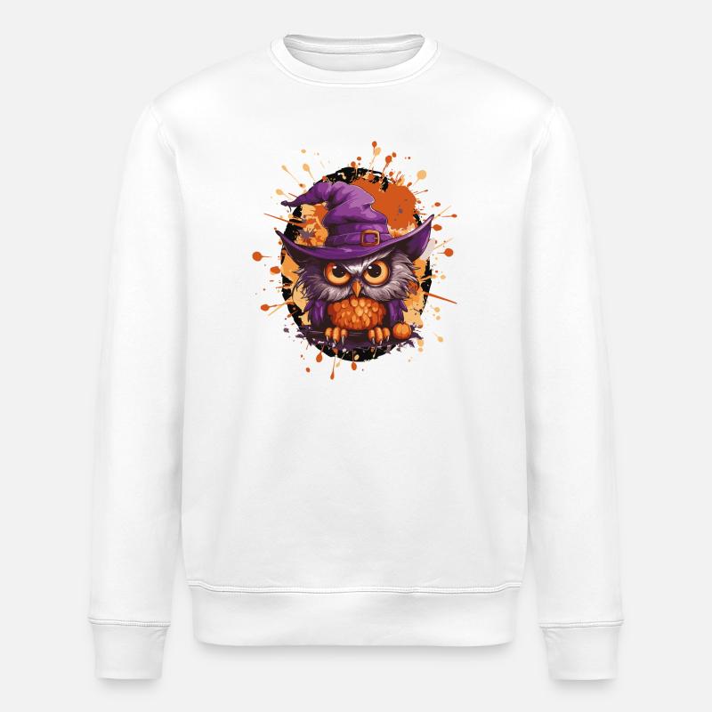 Eulenzauber mit Hexenhut - Stanley/Stella Unisex Bio-Sweatshirt ROLLER - Weiß