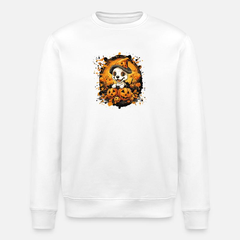 Chien câlin Halloween Citrouille Magie - Sweat bio ROLLER Stanley/Stella Unisexe - blanc