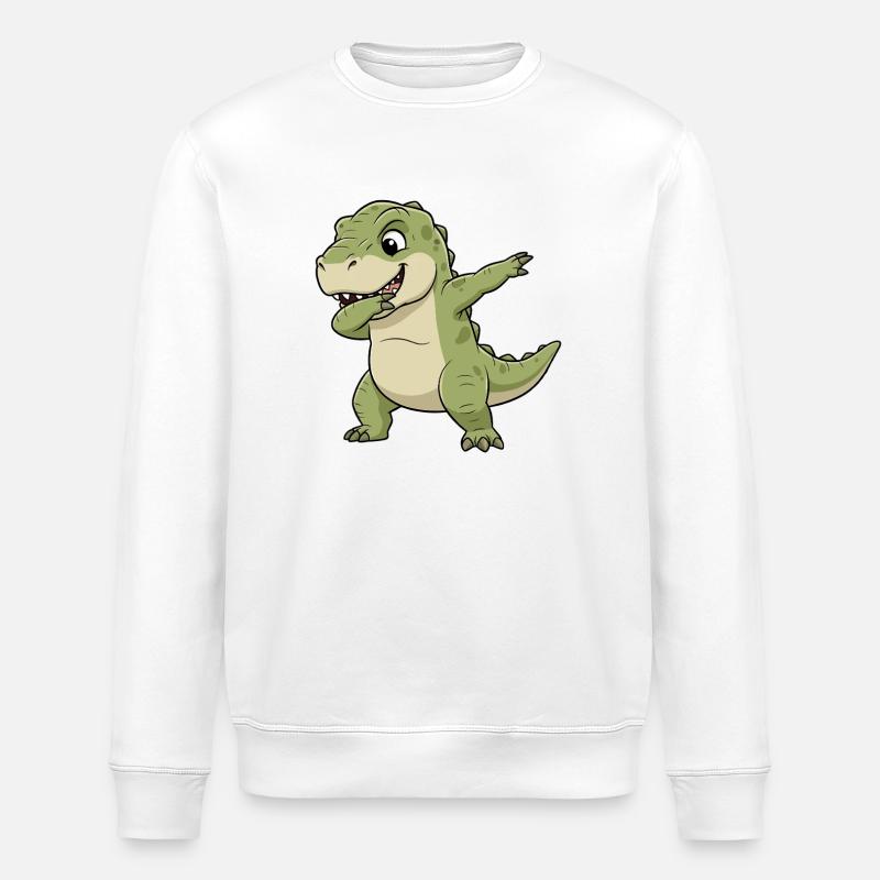 Gefährlicher Dabbing T-Rex - Stanley/Stella Unisex Bio-Sweatshirt ROLLER - Weiß