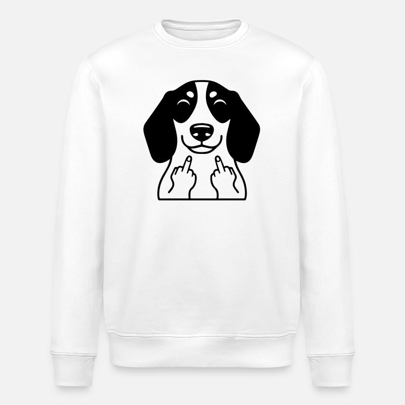 Frecher Dackel zeigt Mittelfinger – Lustiger Comic - Stanley/Stella Unisex Bio-Sweatshirt ROLLER - Weiß