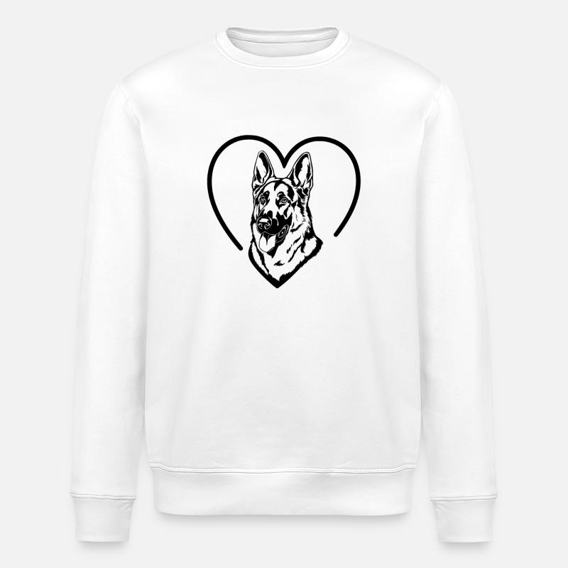 Deutscher Schäferhund Illustration - Stanley/Stella Unisex Bio-Sweatshirt ROLLER - Weiß