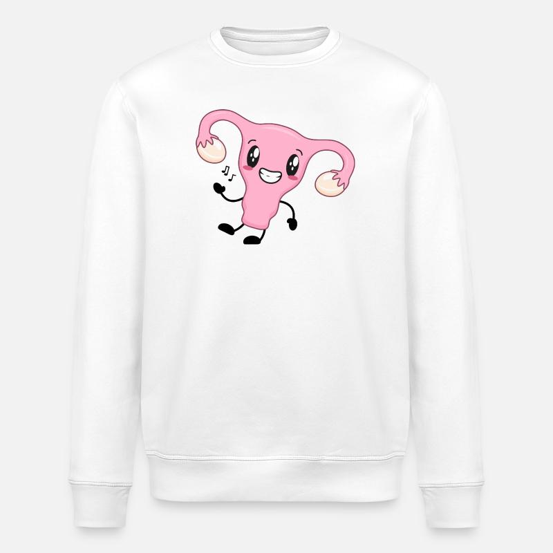 Rosa Uterus Cartoon - Stanley/Stella Unisex Bio-Sweatshirt ROLLER - Weiß