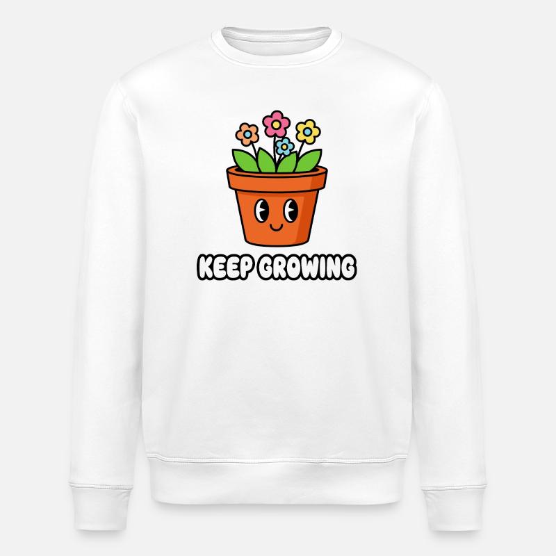Keep Growing Flower Pot - Stanley/Stella ROLLER Unisex Organic Sweatshirt - white
