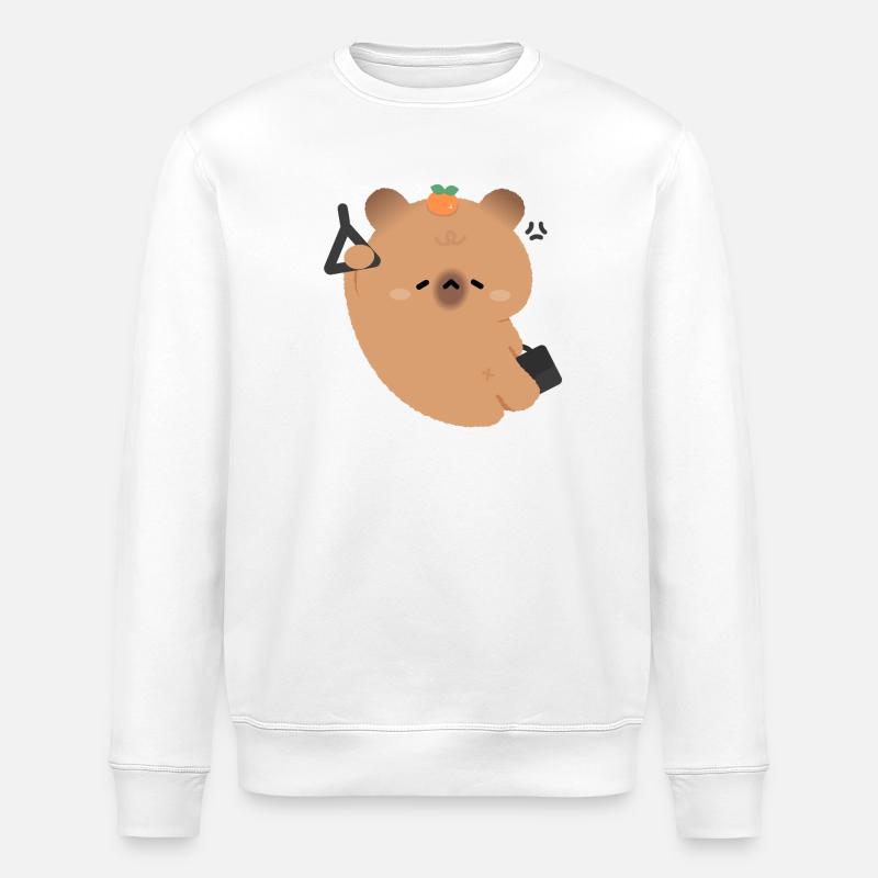 Müde Capybara-Fahrt zur Arbeit - Stanley/Stella Unisex Bio-Sweatshirt ROLLER - Weiß