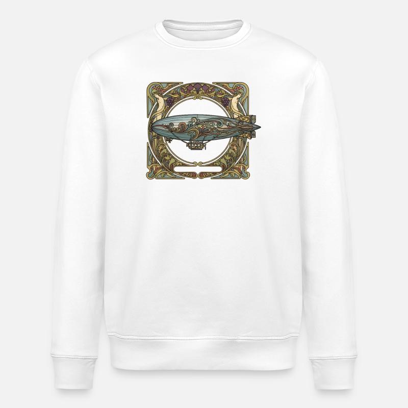 Dirigeable dans un cadre Art Nouveau - Sweat bio ROLLER Stanley/Stella Unisexe - blanc