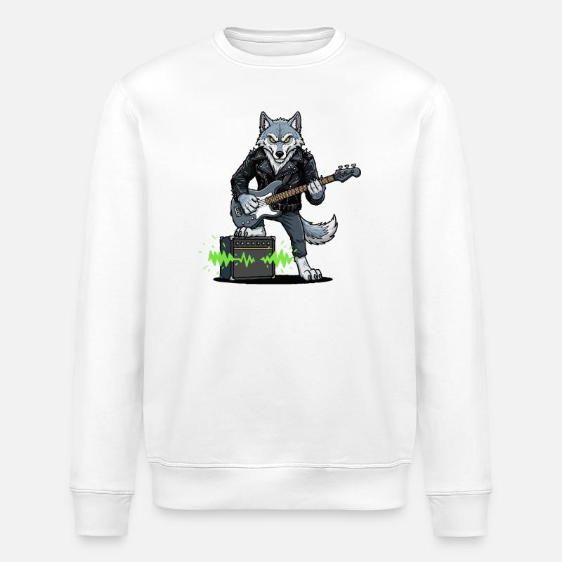 Rockerwolf avec blouson en cuir - Sweat bio ROLLER Stanley/Stella Unisexe - blanc