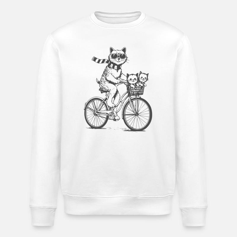 Vélo chat avec panier - Sweat bio ROLLER Stanley/Stella Unisexe - blanc
