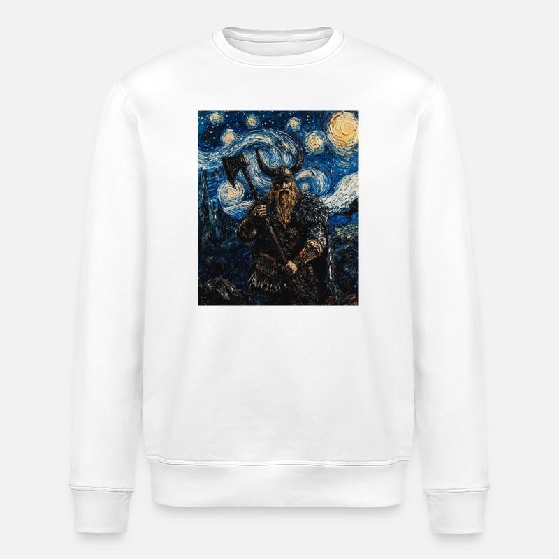 Wikinger Van Gogh Style - Stanley/Stella Unisex Bio-Sweatshirt ROLLER - Weiß