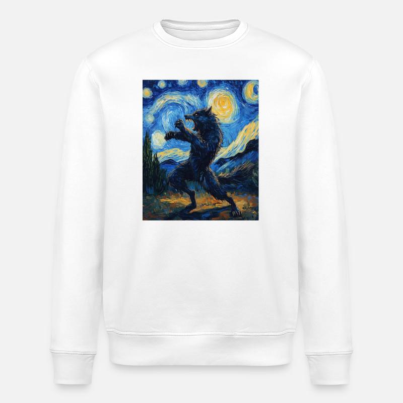 Werwolf Wolf Van Gogh Style - Stanley/Stella Unisex Bio-Sweatshirt ROLLER - Weiß