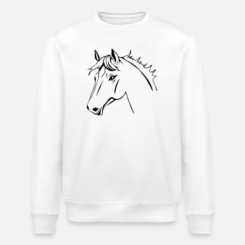 Pferde T-shirt Pferdekopf Geschenk Reiter  - Stanley/Stella Unisex Bio-Sweatshirt ROLLER - Weiß