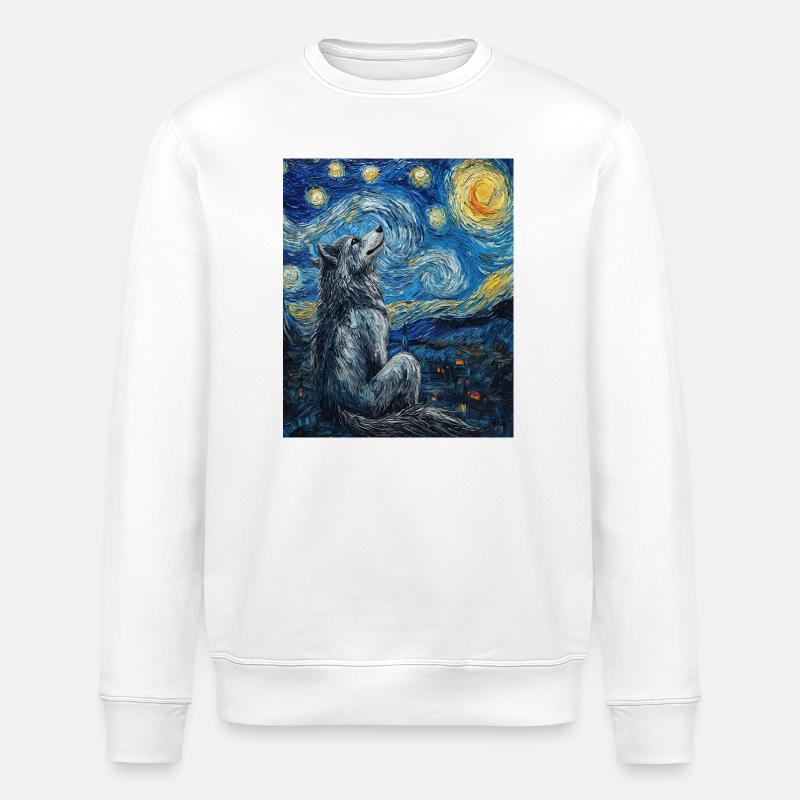 Wolf Van Gogh Style - Sweat bio ROLLER Stanley/Stella Unisexe - blanc