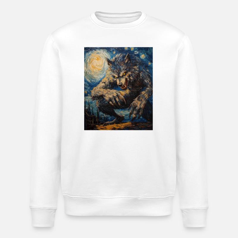 Werwolf Wolf Van Gogh Style - Stanley/Stella Unisex Bio-Sweatshirt ROLLER - Weiß
