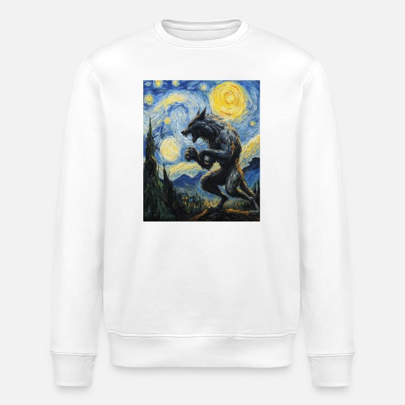 Werwolf Wolf Van Gogh Style - Stanley/Stella Unisex Bio-Sweatshirt ROLLER - Weiß