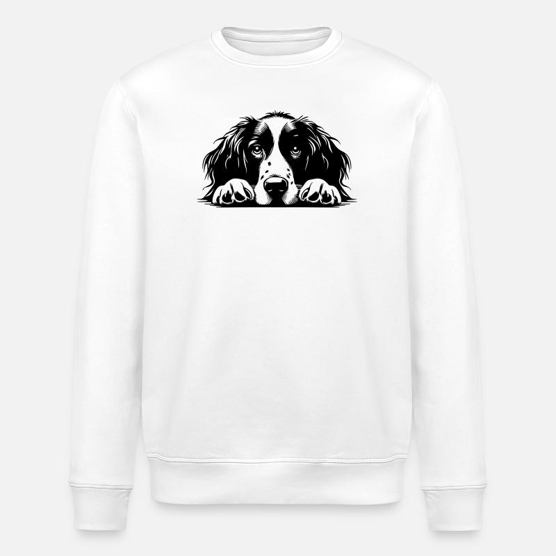 Epagneul Breton Kopf - Stanley/Stella Unisex Bio-Sweatshirt ROLLER - Weiß