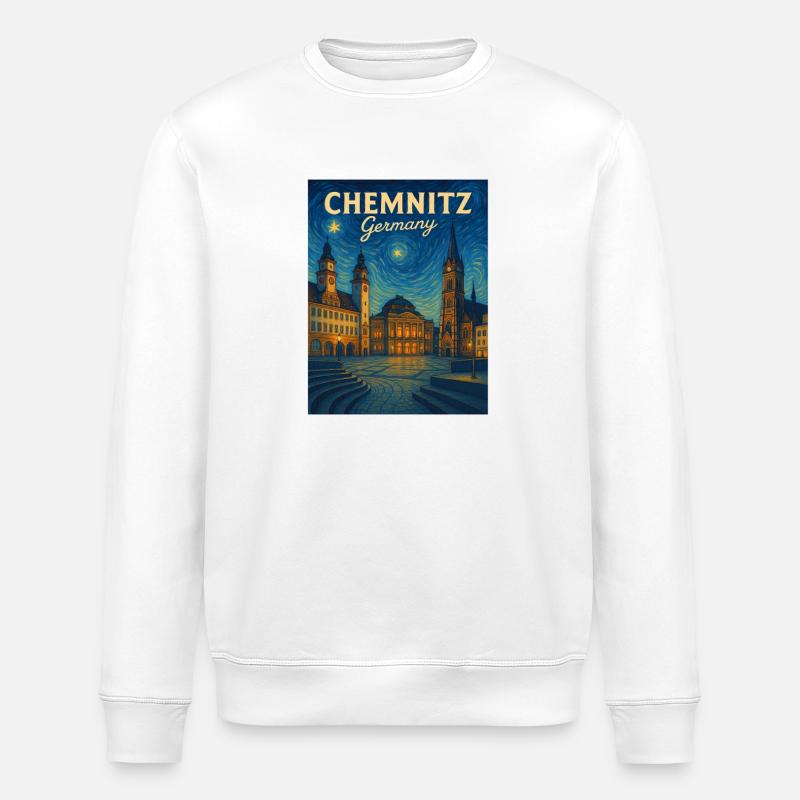 Chemnitz Nachtlicht Plaza - Stanley/Stella Unisex Bio-Sweatshirt ROLLER - Weiß