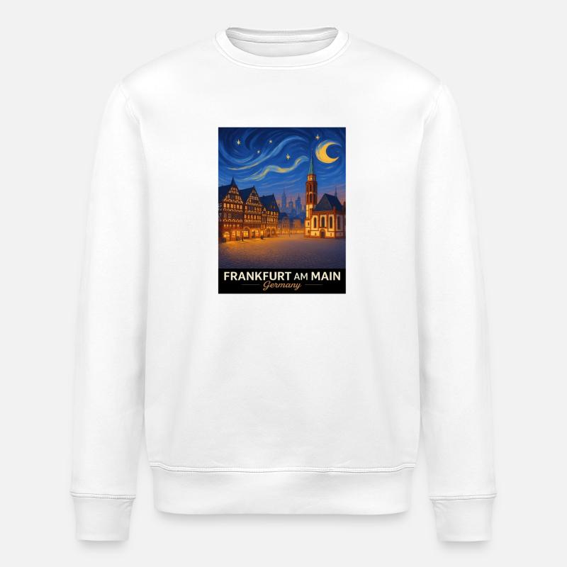 Frankfurt am Main Night View - Stanley/Stella ROLLER Unisex Organic Sweatshirt - white