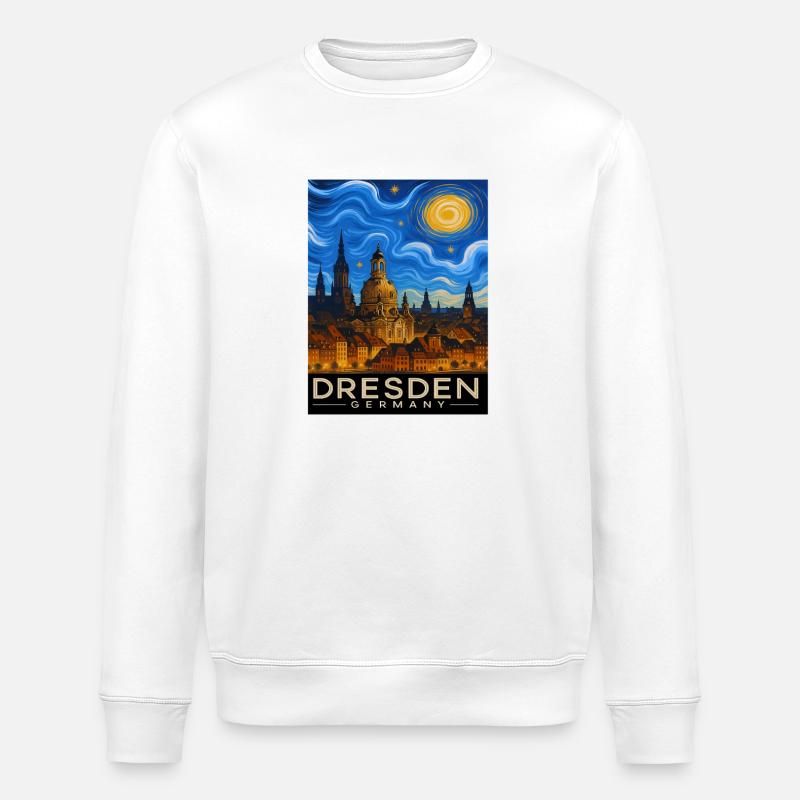 Dresden Night Light Skyline - Stanley/Stella ROLLER Unisex Organic Sweatshirt - white