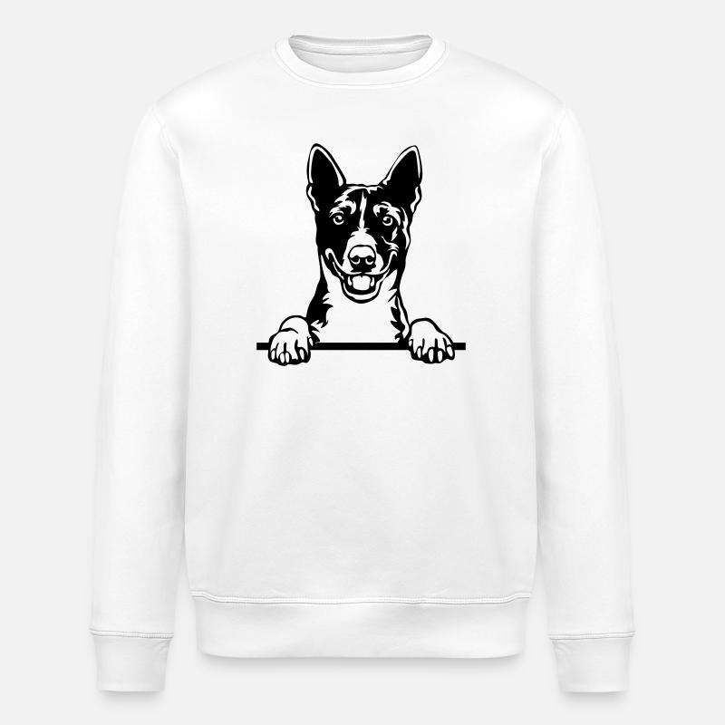 Basenji Head - Stanley/Stella ROLLER Unisex Organic Sweatshirt - white