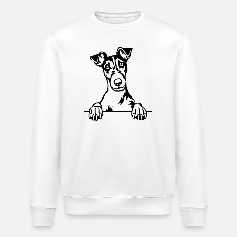 Fox Terrier Head - Stanley/Stella ROLLER Unisex Organic Sweatshirt - white