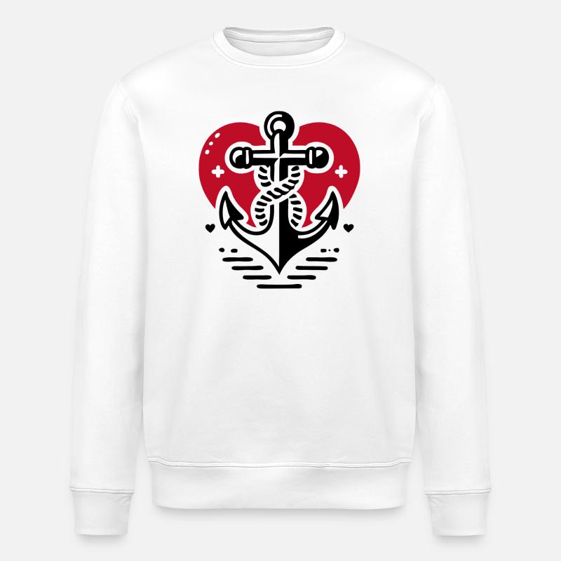 Herz Kreuz  Anker - Stanley/Stella Unisex Bio-Sweatshirt ROLLER - Weiß