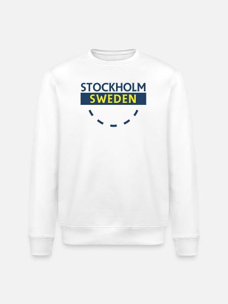 Stockholm Sweden Bold Text - Stanley/Stella ROLLER Unisex Organic Sweatshirt - white