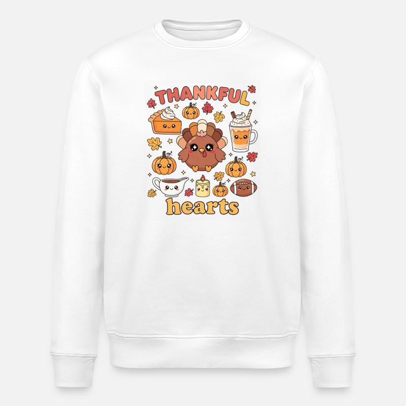 Coeurs reconnaissants Mignon Dinde Automne - Sweat bio ROLLER Stanley/Stella Unisexe - blanc