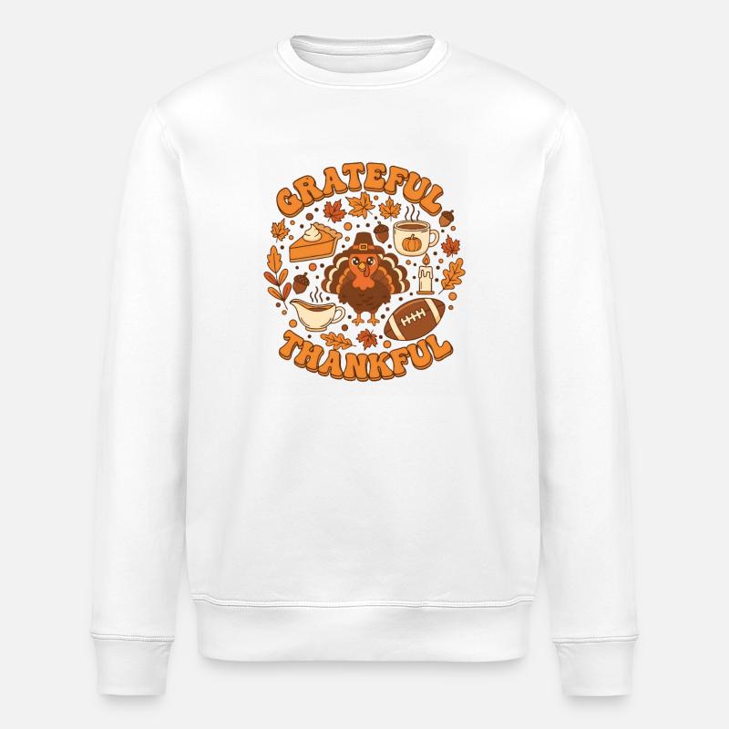 Dankbarer Gobbler Herbstfest - Stanley/Stella Unisex Bio-Sweatshirt ROLLER - Weiß