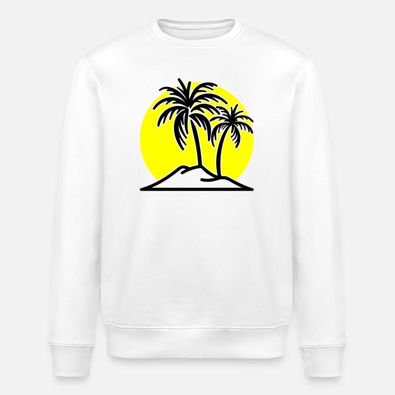 Palmen Symbol Strand Insel - Stanley/Stella Unisex Bio-Sweatshirt ROLLER - Weiß