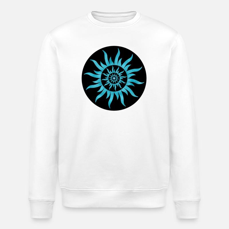 Soleil Spirale Bleu Saphir - Sweat bio ROLLER Stanley/Stella Unisexe - blanc
