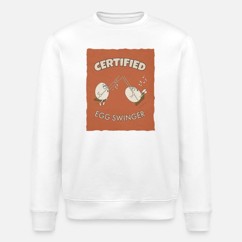 Certified Egg Swinger – Funny Egg Design - Stanley/Stella Unisex Bio-Sweatshirt ROLLER - Weiß