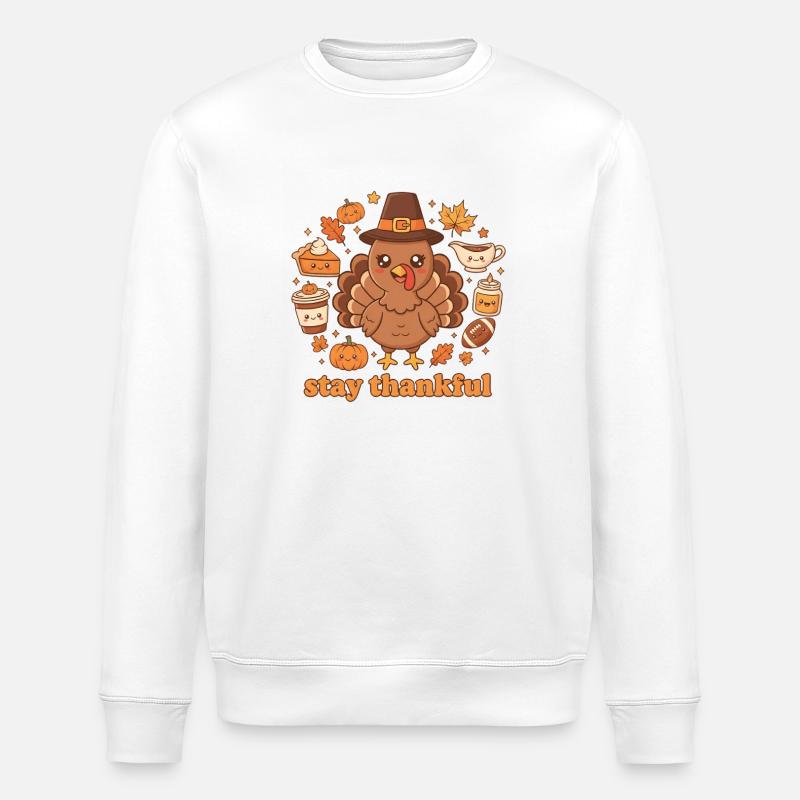 Impression festive de dinde reconnaissante - Sweat bio ROLLER Stanley/Stella Unisexe - blanc