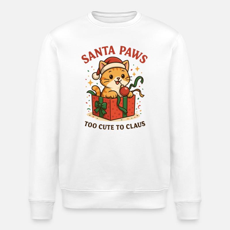 Santa Paws – Festliche Katzenfreude - Stanley/Stella Unisex Bio-Sweatshirt ROLLER - Weiß