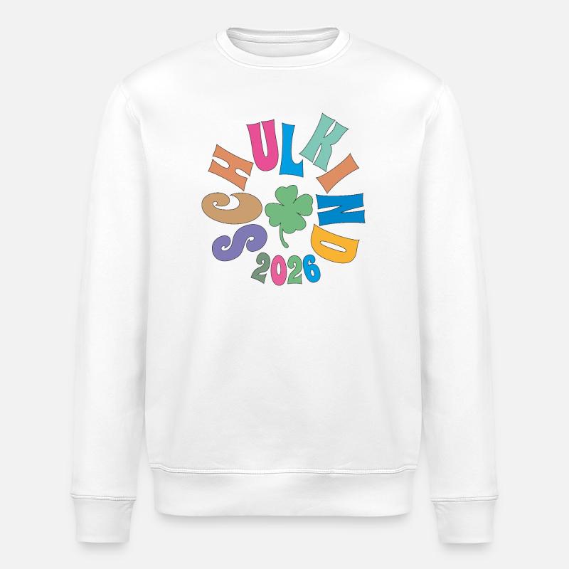 Schulkind 2026  Kleeblatt - Stanley/Stella Unisex Bio-Sweatshirt ROLLER - Weiß