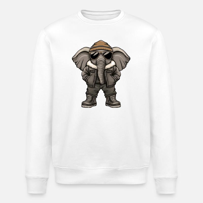 Elefant Cool Winter - Stanley/Stella Unisex Bio-Sweatshirt ROLLER - Weiß