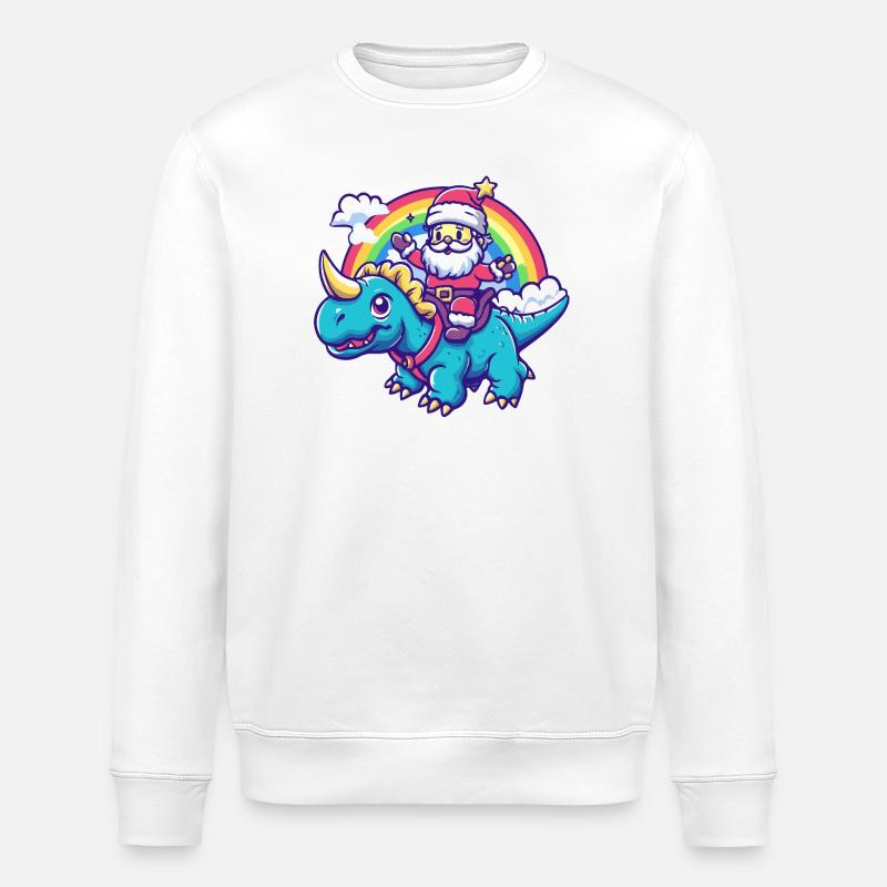 Dinosaurier triceratops Weihnachtsmann - Stanley/Stella Unisex Bio-Sweatshirt ROLLER - Weiß