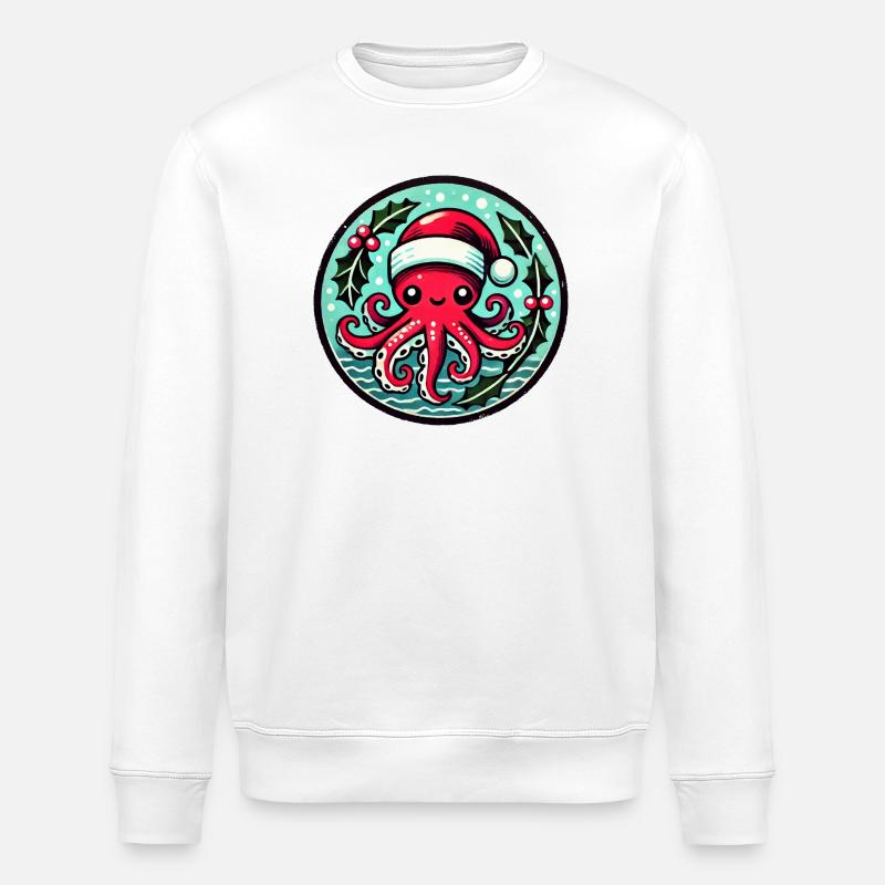Écusson de Noël Santa Octopus - Sweat bio ROLLER Stanley/Stella Unisexe - blanc