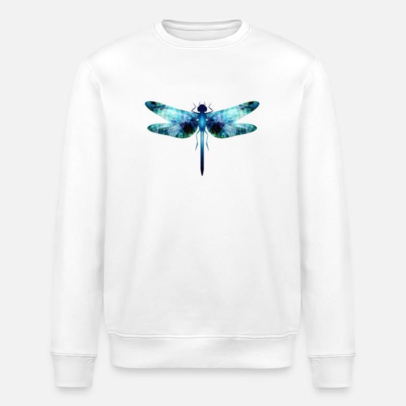Libellule irisée dans les tons bleu-vert - Sweat bio ROLLER Stanley/Stella Unisexe - blanc