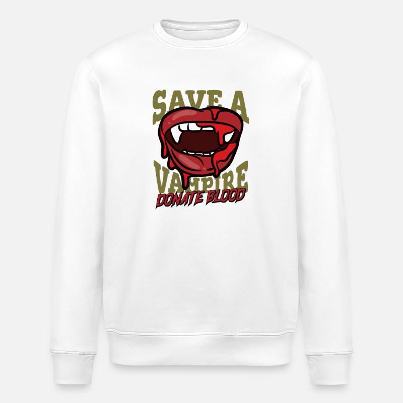 Save a Vampire – Donate Blood - Stanley/Stella ROLLER Unisex Organic Sweatshirt - white