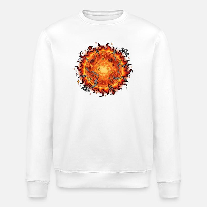 Flammender Sonnenball Explosion - Stanley/Stella Unisex Bio-Sweatshirt ROLLER - Weiß