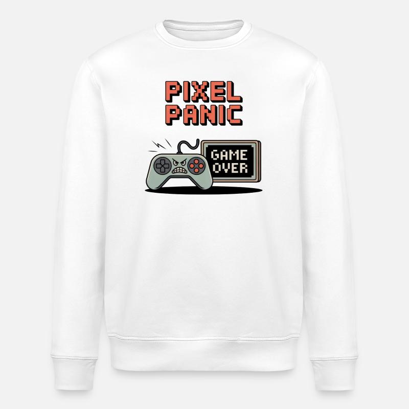 Pixel Panic – Game Over Rage Mode - Stanley/Stella ROLLER Unisex Organic Sweatshirt - white