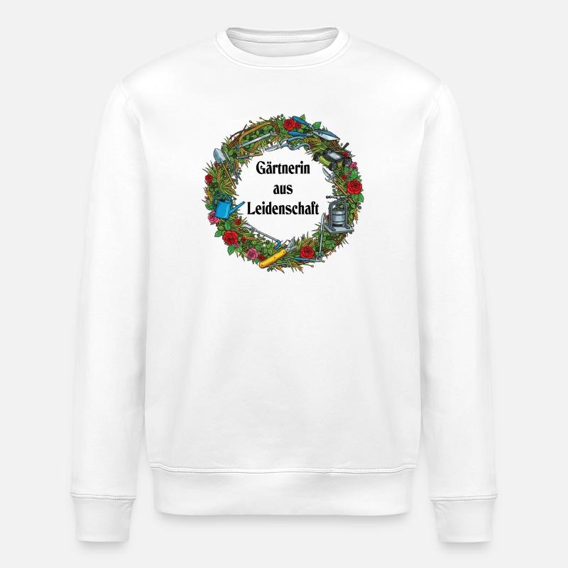 Gartenwerkzeug Kranz Muster - Stanley/Stella Unisex Bio-Sweatshirt ROLLER - Weiß